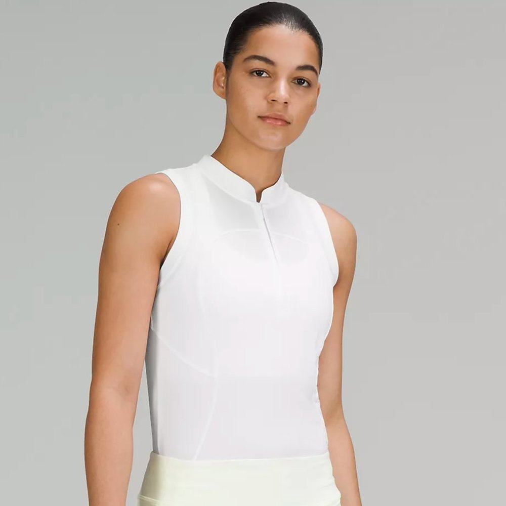 Front-Zip Mock-Neck Tennis Tank Top